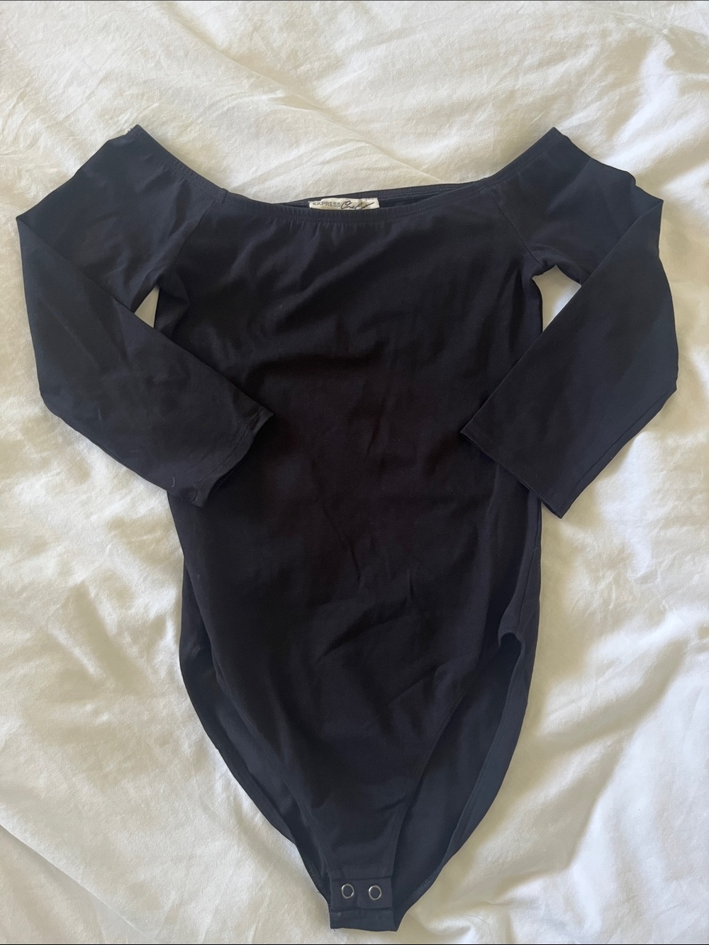 Express Off-the-Shoulder Black Long Sleeve Bodysuit - Size XS
